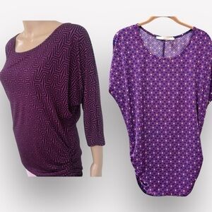 🐠StitchFix 41 Hawthorn blouse Purple pattern ruched sides small